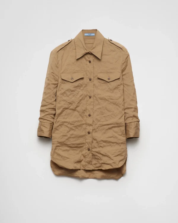 Shirts And Tops*Prada Antique poplin shirt Khaki