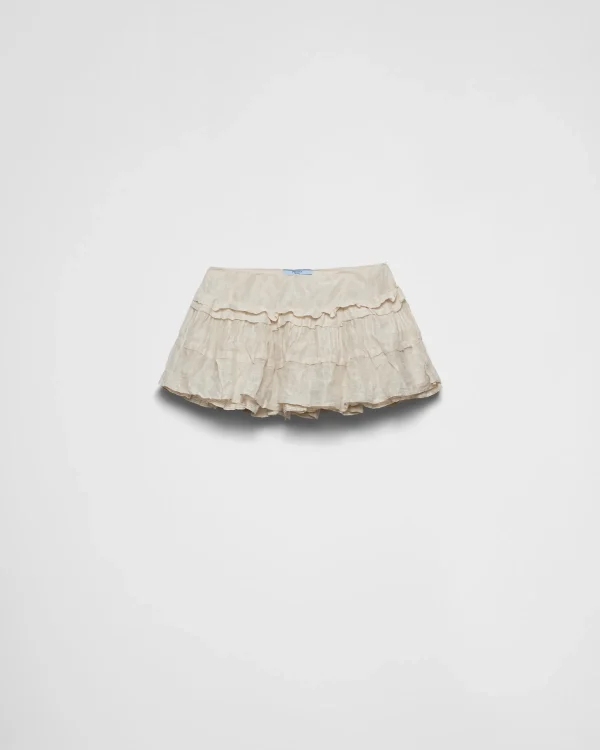 Skirts*Prada Antiqued silk miniskirt Natural