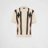 Knitwear*Prada Argyle knit cashmere polo shirt Albinowhite