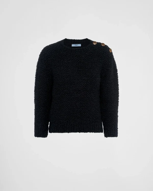 Knitwear*Prada Bouclé mohair crew-neck sweater Black