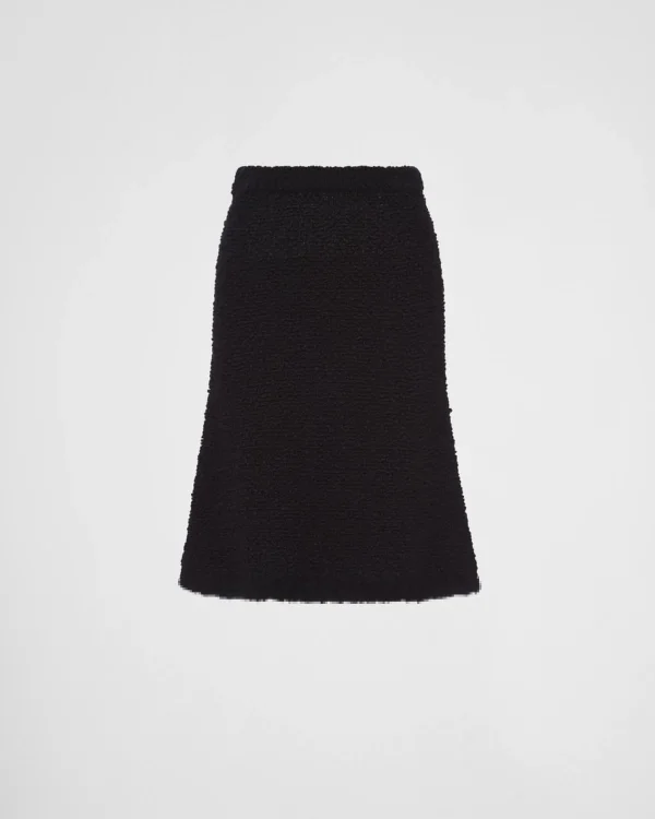 Knitwear*Prada Bouclé mohair knit skirt Black