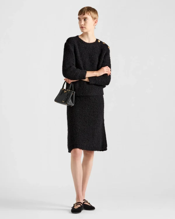 Knitwear*Prada Bouclé mohair knit skirt Black