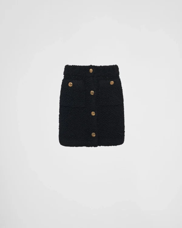 Knitwear*Prada Bouclé mohair miniskirt Black