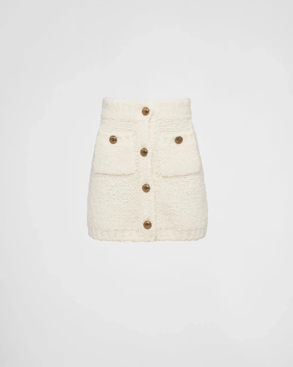 Knitwear*Prada Bouclé mohair miniskirt White