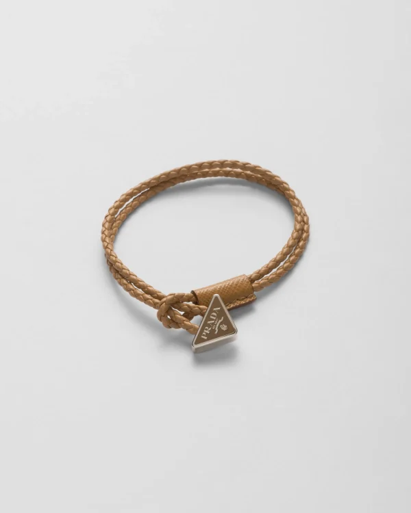 Jewels*Prada Braided nappa leather bracelet Natural