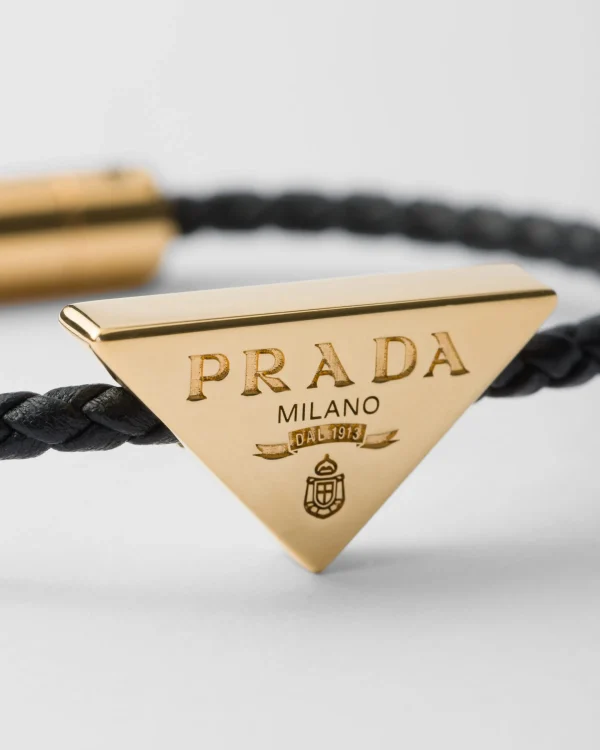 Jewels*Prada Braided nappa leather bracelet Black