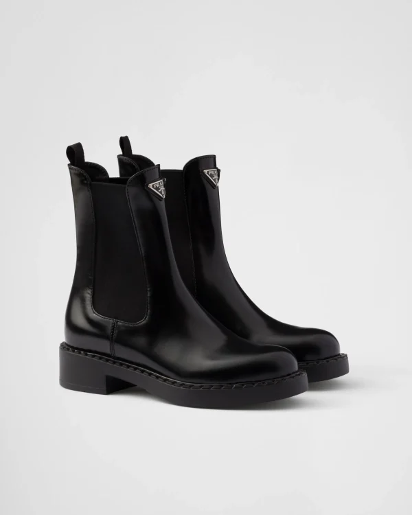 Ankle Boots And Boots*Prada Brushed calf leather Chelsea boots Black