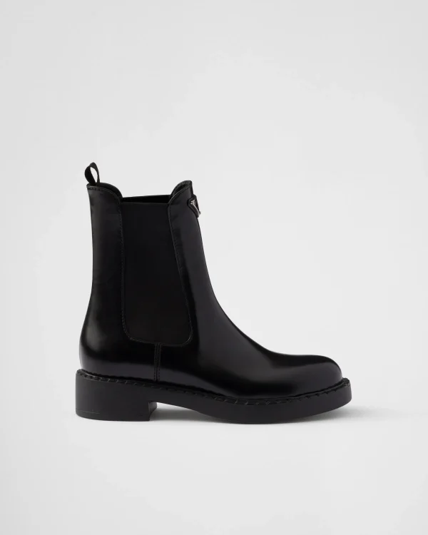 Ankle Boots And Boots*Prada Brushed calf leather Chelsea boots Black