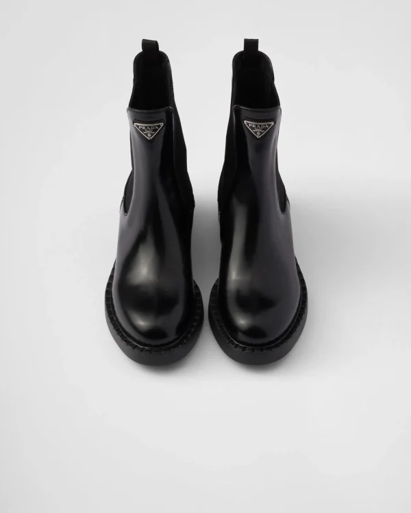 Ankle Boots And Boots*Prada Brushed calf leather Chelsea boots Black