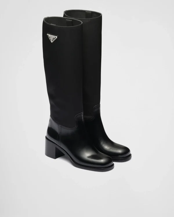 Ankle Boots And Boots*Prada Brushed leather and Re-Nylon boots Black