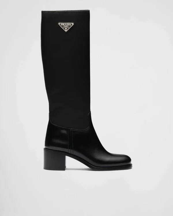 Ankle Boots And Boots*Prada Brushed leather and Re-Nylon boots Black