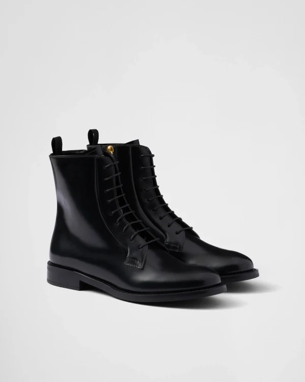 Ankle Boots And Boots*Prada Brushed leather ankle boots Black