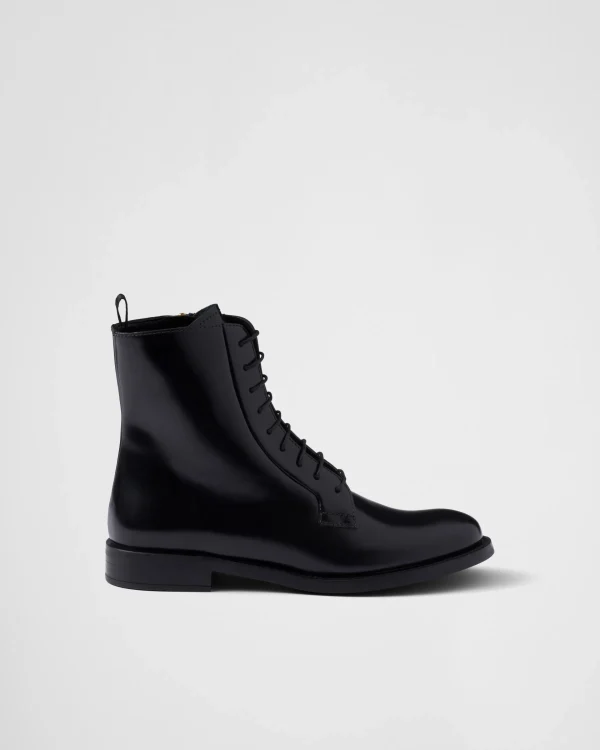 Ankle Boots And Boots*Prada Brushed leather ankle boots Black