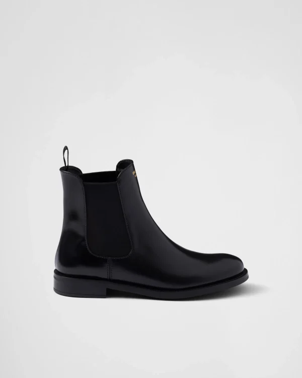 Ankle Boots And Boots*Prada Brushed leather ankle boots Black