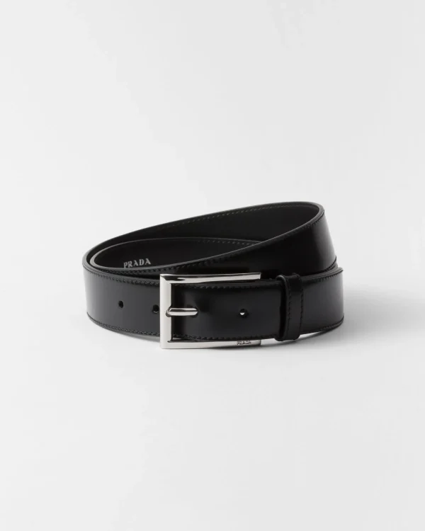 Belts*Prada Brushed leather belt Black