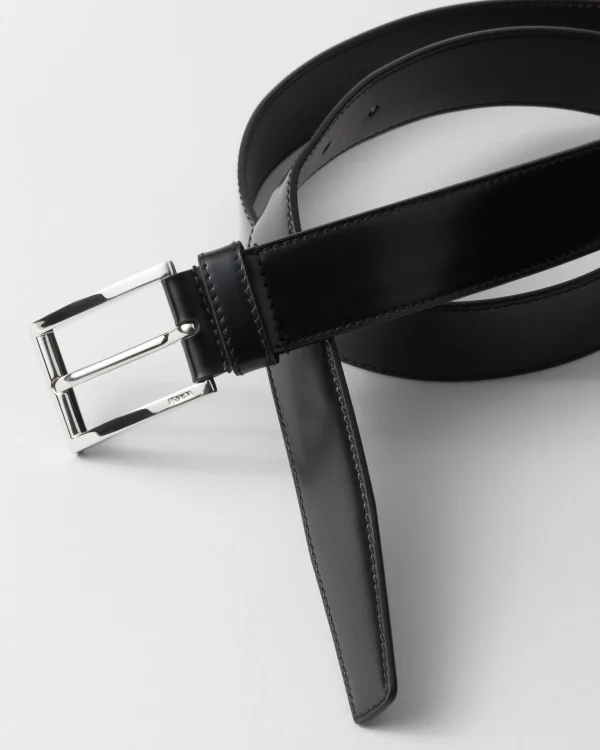 Belts*Prada Brushed leather belt Black