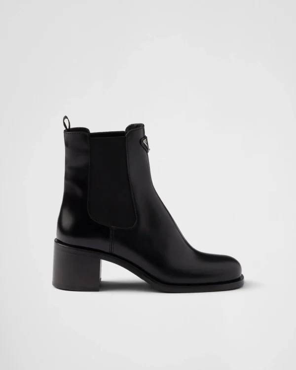 Ankle Boots And Boots*Prada Brushed leather booties Black