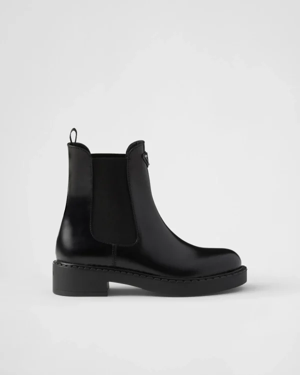 Ankle Boots And Boots*Prada Brushed leather booties Black