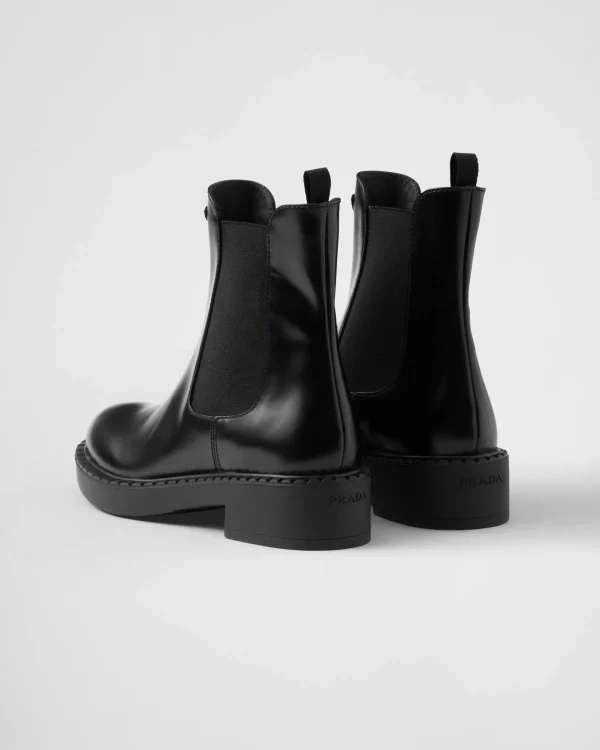 Ankle Boots And Boots*Prada Brushed leather booties Black