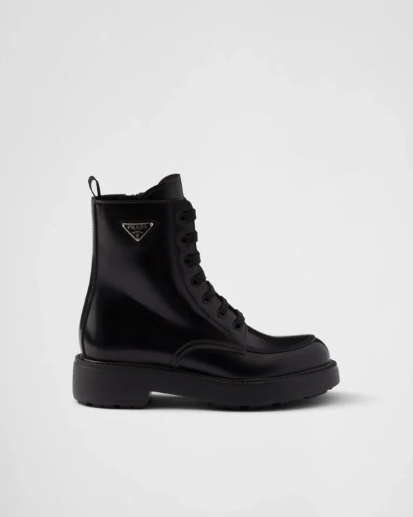 Ankle Boots And Boots*Prada Brushed leather boots Black