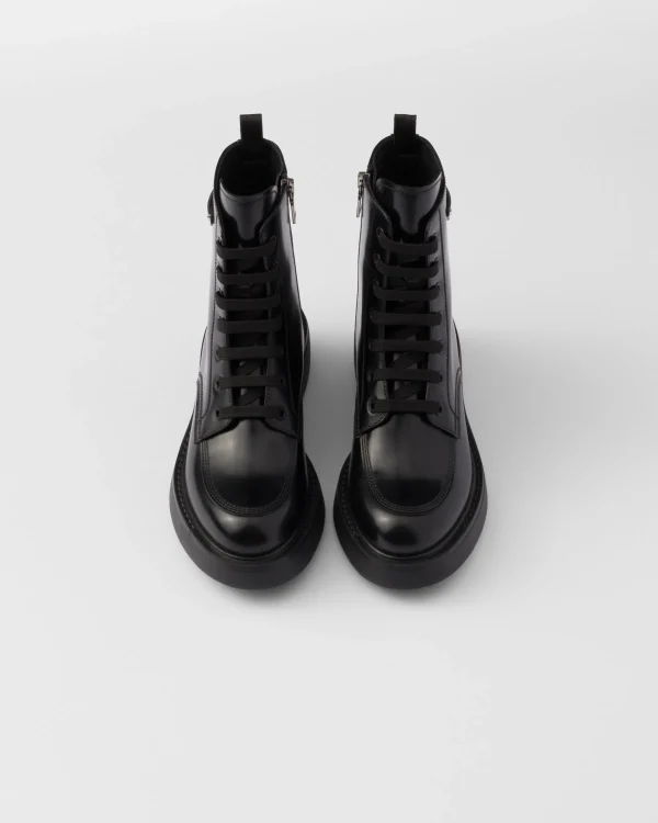 Ankle Boots And Boots*Prada Brushed leather boots Black