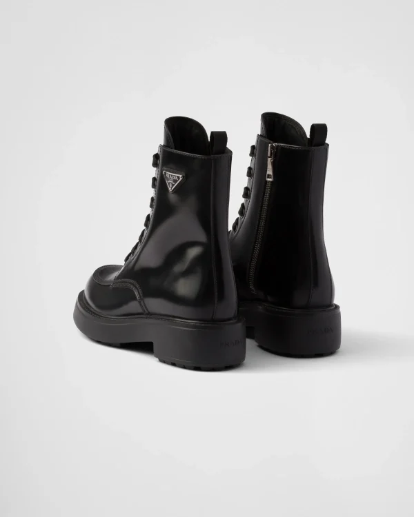 Ankle Boots And Boots*Prada Brushed leather boots Black