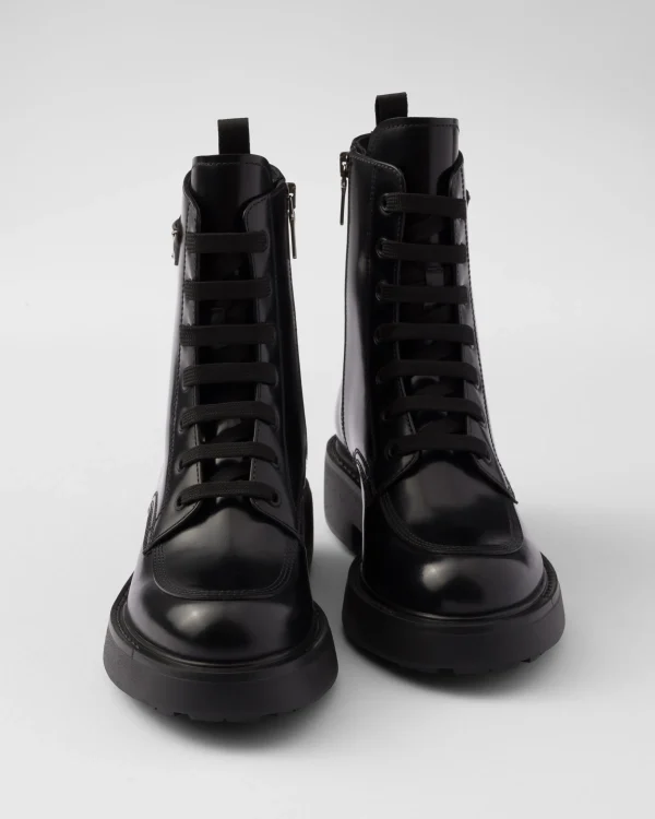 Ankle Boots And Boots*Prada Brushed leather boots Black