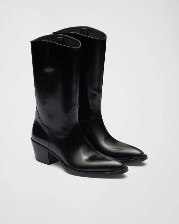 Ankle Boots And Boots*Prada Brushed leather camperos boots Black