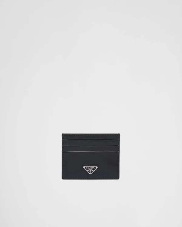 Card Holders*Prada Brushed leather card holder Black