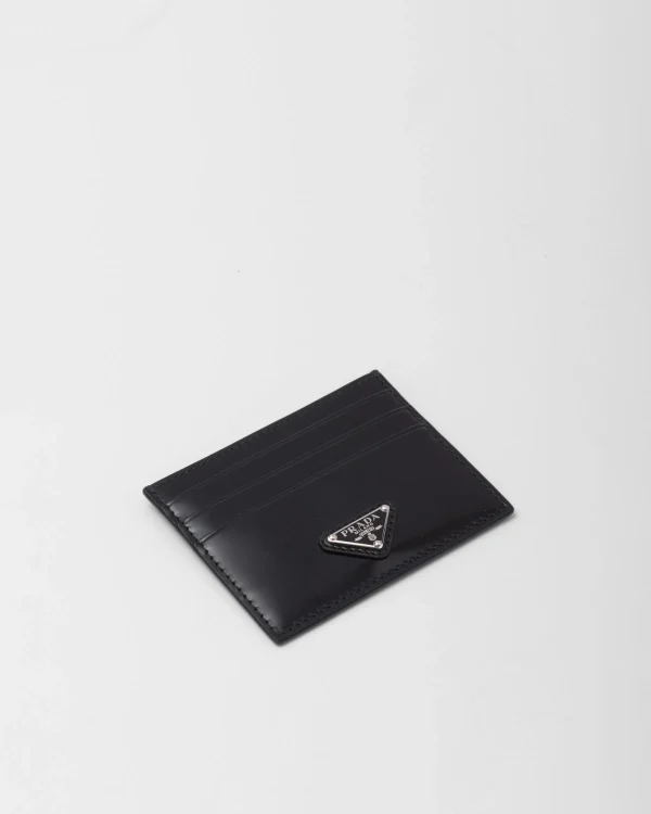 Card Holders*Prada Brushed leather card holder Black