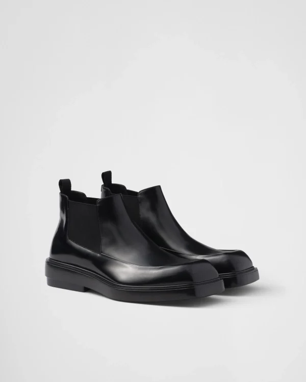 Boots*Prada Brushed leather Chelsea boots Black