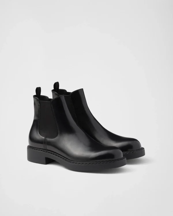 Boots*Prada Brushed leather Chelsea boots Black