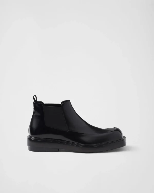 Boots*Prada Brushed leather Chelsea boots Black