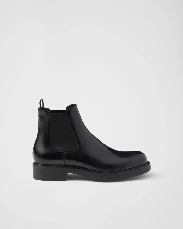 Boots*Prada Brushed leather Chelsea boots Black