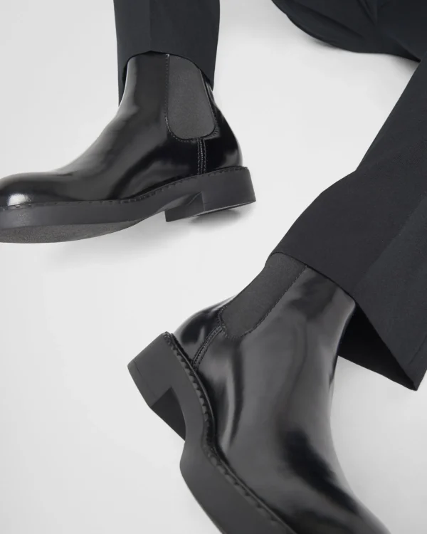 Boots*Prada Brushed leather Chelsea boots Black