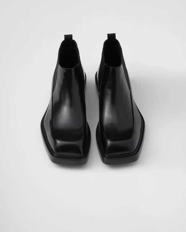 Boots*Prada Brushed leather Chelsea boots Black