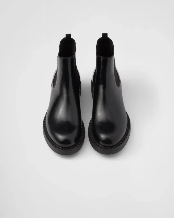 Boots*Prada Brushed leather Chelsea boots Black