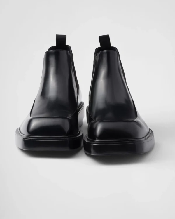 Boots*Prada Brushed leather Chelsea boots Black