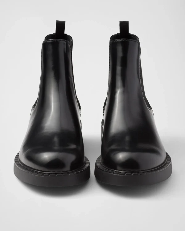 Boots*Prada Brushed leather Chelsea boots Black