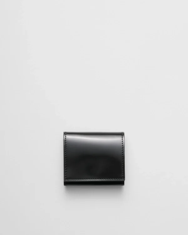 Small Wallets*Prada Brushed leather coin purse Black