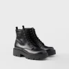 Boots*Prada Brushed leather combat boots Black