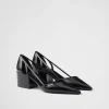 Pumps And Ballerinas*Prada Brushed leather cut-out pumps Black