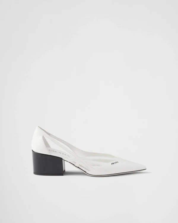 Pumps And Ballerinas*Prada Brushed leather cut-out pumps White