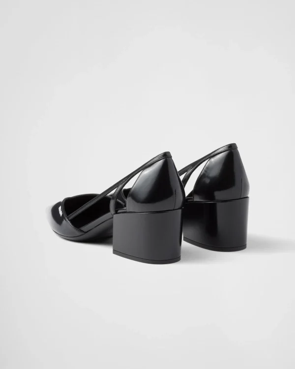 Pumps And Ballerinas*Prada Brushed leather cut-out pumps Black