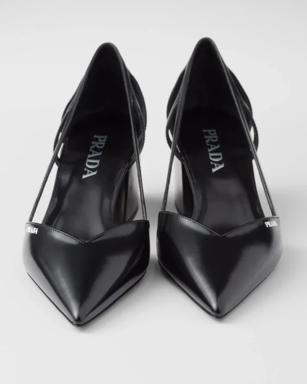 Pumps And Ballerinas*Prada Brushed leather cut-out pumps Black