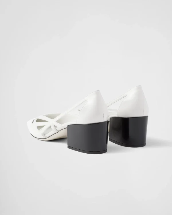 Pumps And Ballerinas*Prada Brushed leather cut-out pumps White