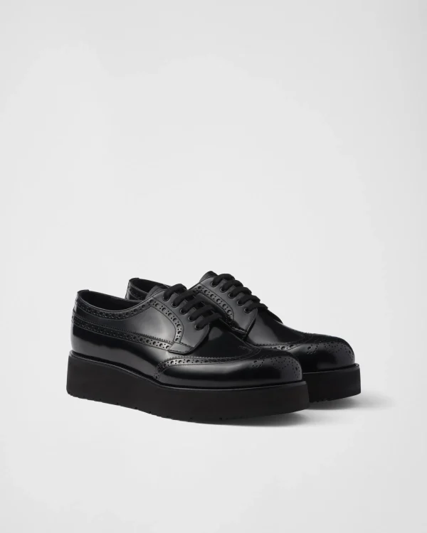 Lace-ups*Prada Brushed leather derby brogues Black