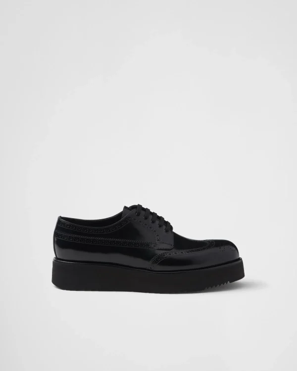 Lace-ups*Prada Brushed leather derby brogues Black