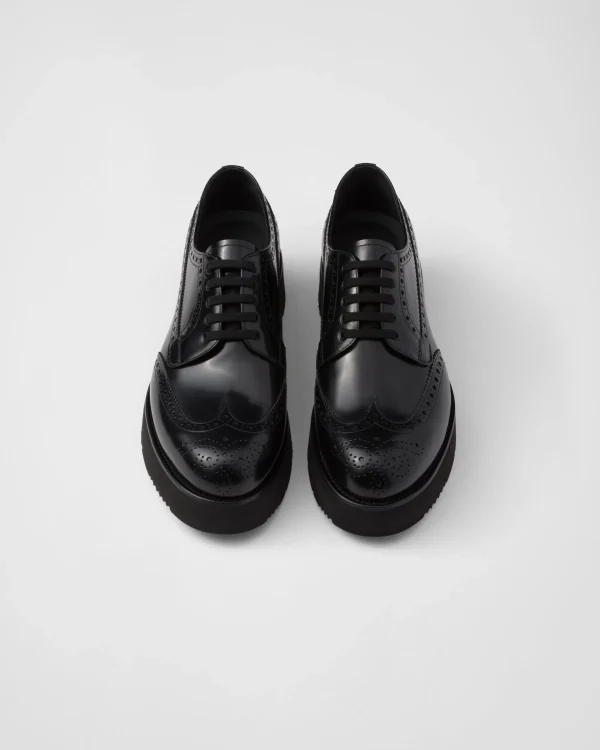 Lace-ups*Prada Brushed leather derby brogues Black