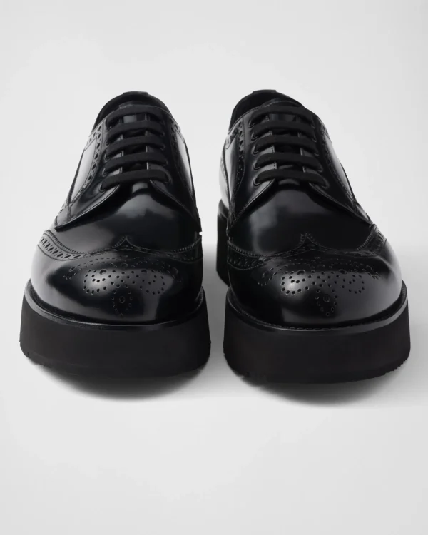 Lace-ups*Prada Brushed leather derby brogues Black